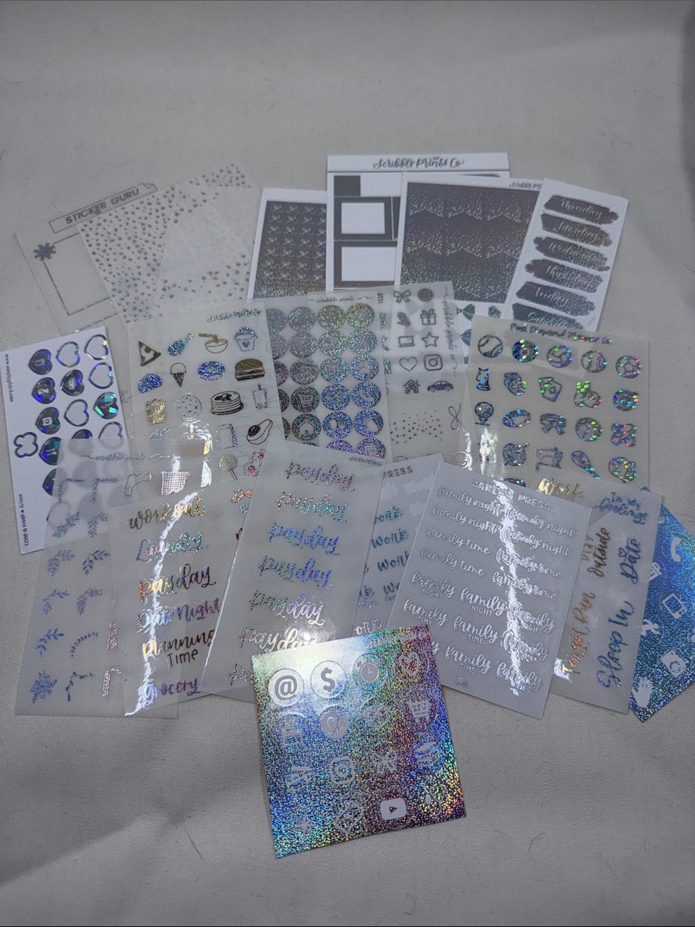 Destash Sparkle Holographic Planner Stickers Stationary Memory 15+ PCS